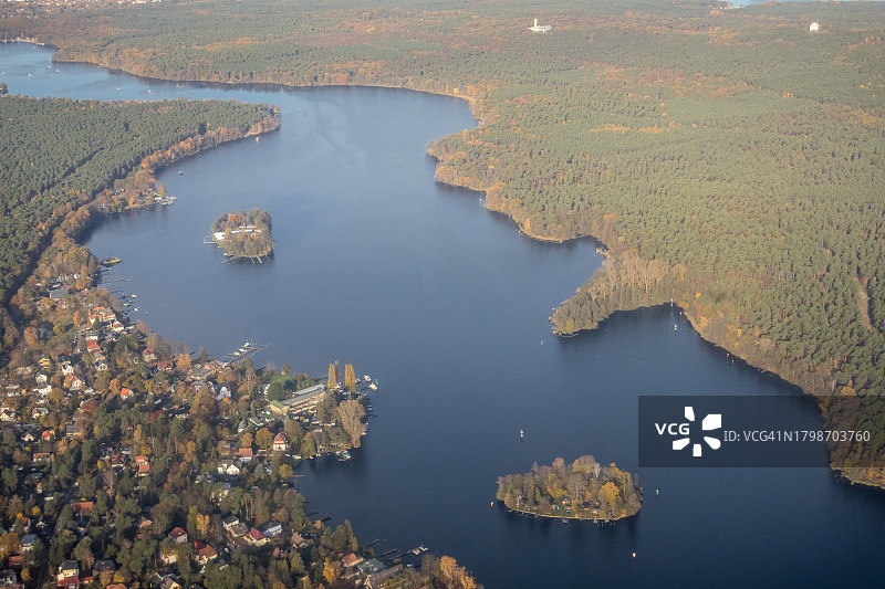 朗格湖与达默河航拍图片素材