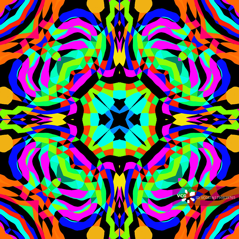 充满活力的抽象紫蓝色星形万花筒马赛克图案背景图片素材