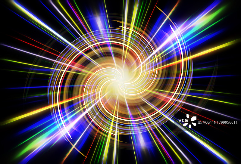 红蓝光线螺旋漩涡，无限延伸图片素材