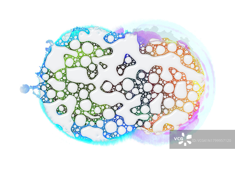 白色背景上的粉色和白色液体细胞分子图片素材