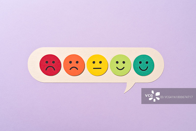 语音气泡中的满意度评价纸工艺表情图片素材