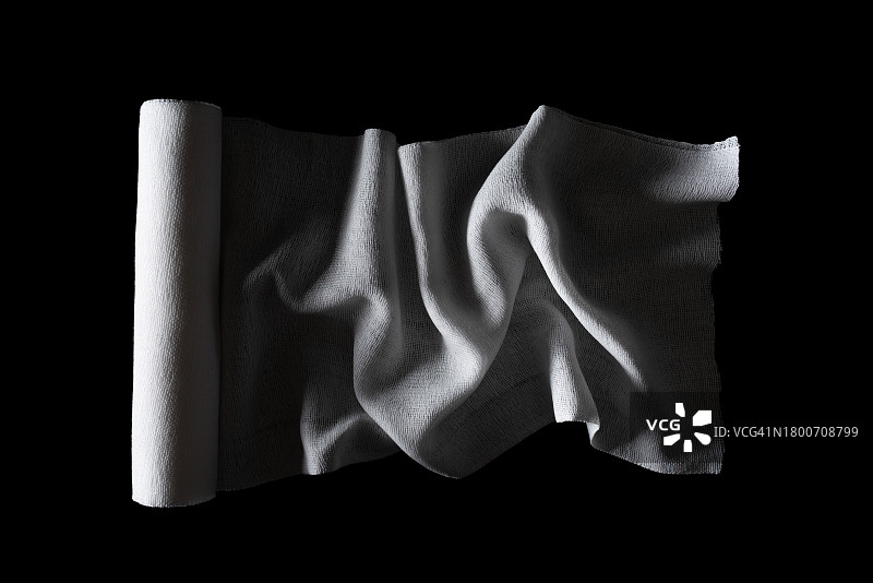 打开并弯曲的波纹纱布卷图片素材