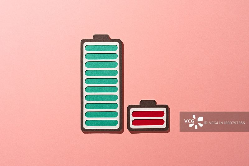 电量耗尽的充电电池纸工艺图片素材