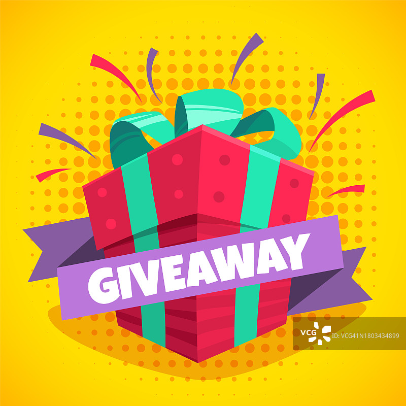 赠品卡：购物抽奖活动中奖者，祝贺海报，促销网络或社交媒体banner，促销营销，客户礼品盒。矢量卡通扁平隔离插图图片素材