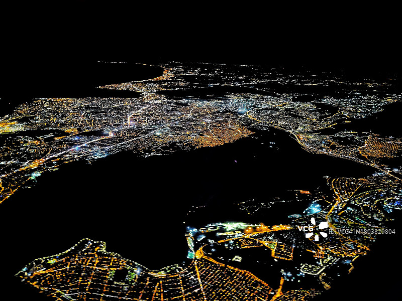 夜幕下的伊斯坦布尔航拍景观图片素材