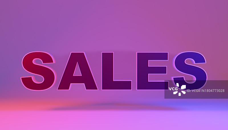 3D渲染的“促销”字样，彩色背景，正面视角图片素材