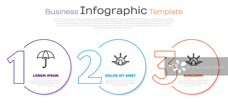 经典优雅的开启式雨伞、日落和日出图标组合图片素材