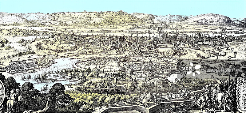 1634年雷根斯堡围攻，从要塞到大战场的景象，德国图片素材