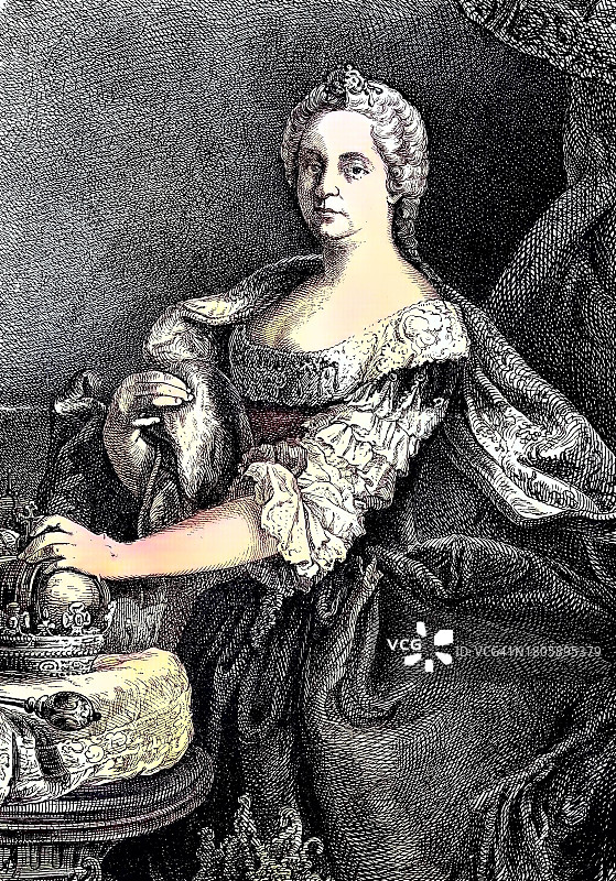 玛丽亚·特蕾莎·瓦尔布加·阿玛莉亚·克里斯蒂娜,玛丽亚·特蕾莎,1717-1780年,哈布斯堡王朝唯一的女性统治者和最后一位图片素材