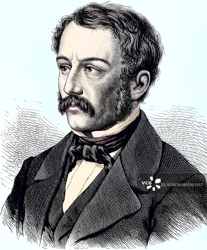 尼古拉斯·雷瑙，德国奥地利诗人，1881年木刻版画数字修复图片素材