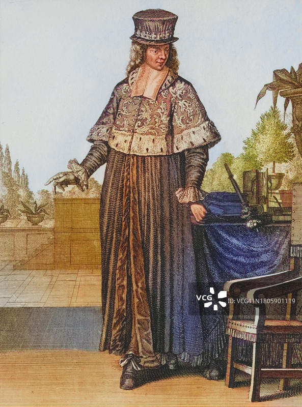 维也纳大学校长的传统服饰（1700年）图片素材