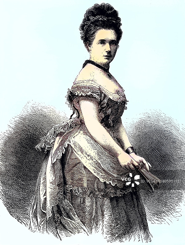 弗里德里克·戈斯曼，德国女演员，1881年木刻版画，数字修复图片素材