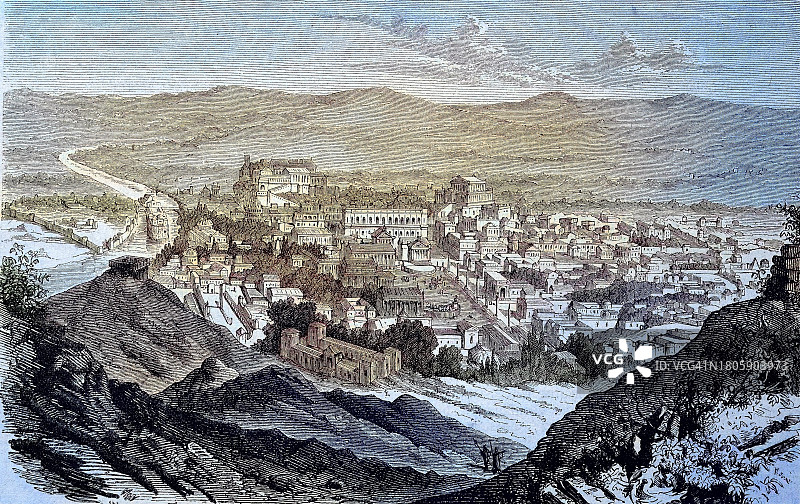 凯撒时代的罗马景色，公元前100年，公元前44年3月15日，意大利，图像复制品图片素材