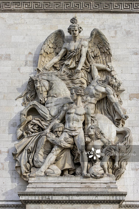 法国巴黎凯旋门西侧的法国人民抵抗盟军浮雕图片素材