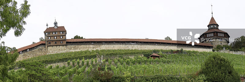 德国埃斯林根城堡全景照片，中世纪城镇风光图片素材