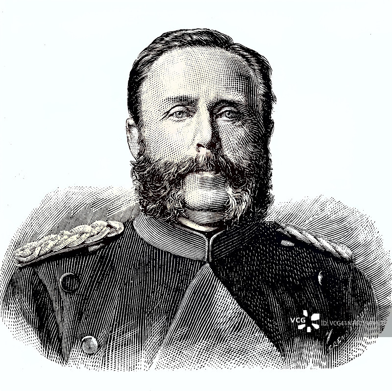 德法战争中的德国军队,1870年,1871年,首席军医冯·贝克,德国,1882年木刻复制品,数字化改进,德法战争中的德国军人,1870年,首席军医冯·贝克图片素材