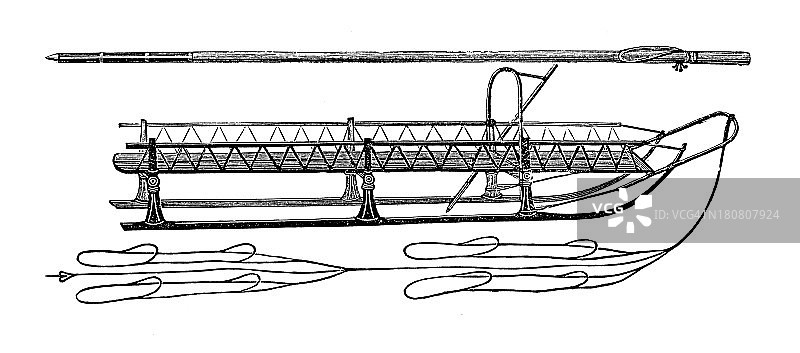 堪察加的伊捷尔缅雪橇（古董木刻）图片素材