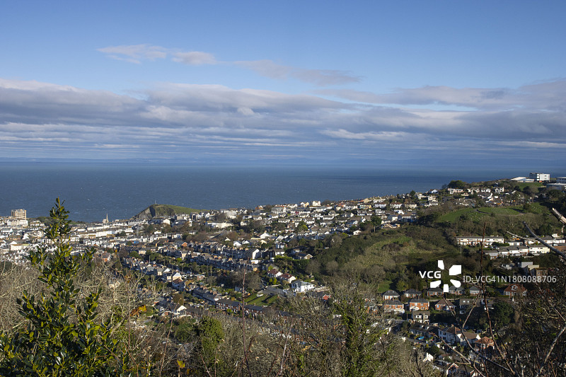 北德文郡伊尔弗勒科姆天际线航拍图片素材