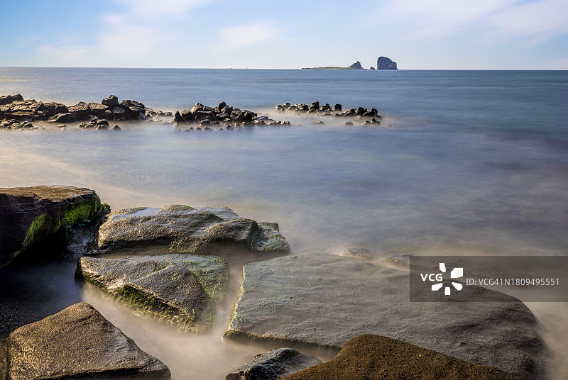 中国济州岛海景与兄弟岛礁石图片素材