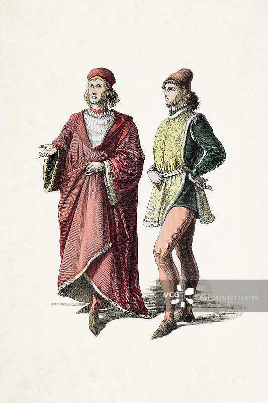 15世纪佛罗伦萨贵族的各种服饰图片素材