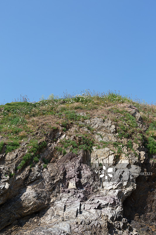 康沃尔海滩悬崖景色图片素材