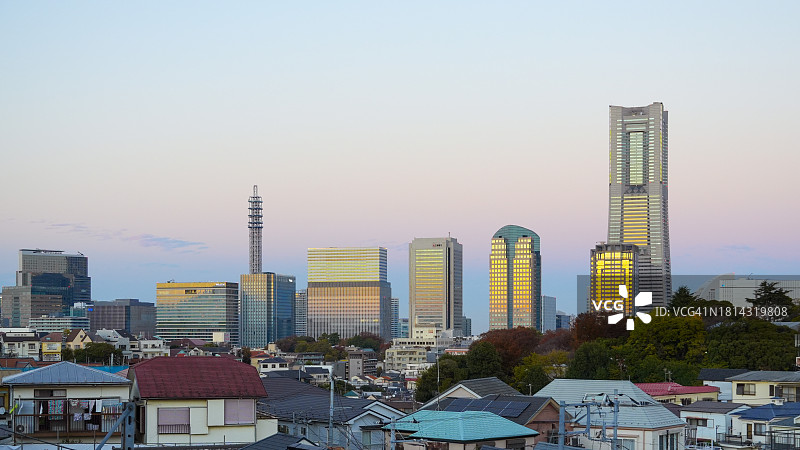 日落时的横滨港未来21图片素材