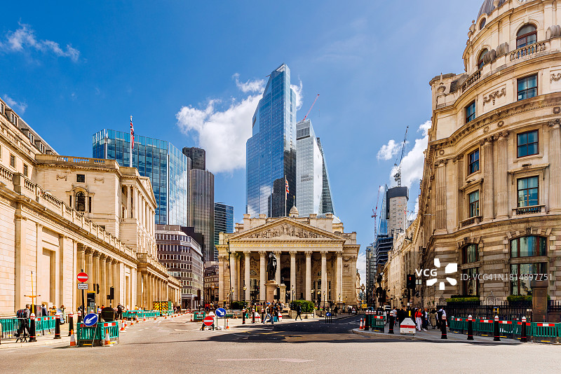 伦敦金融城金融区与英国皇家交易所图片素材