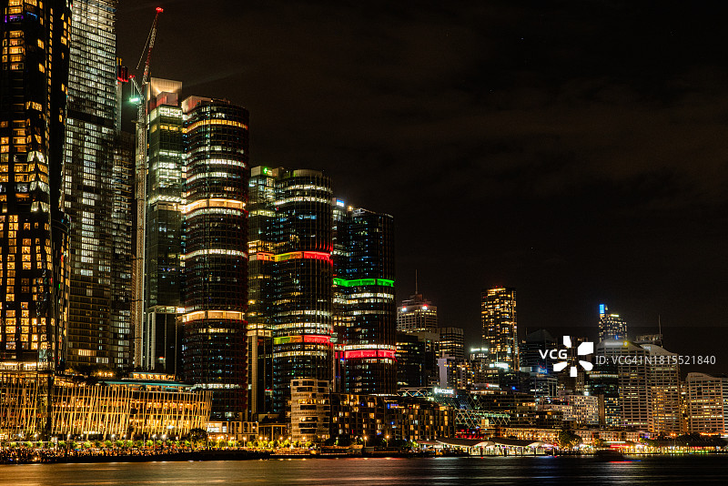 悉尼城市夜间长曝光图片素材