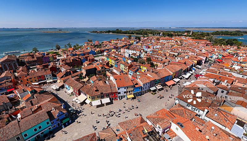 意大利布拉诺岛彩色房屋航拍图片素材