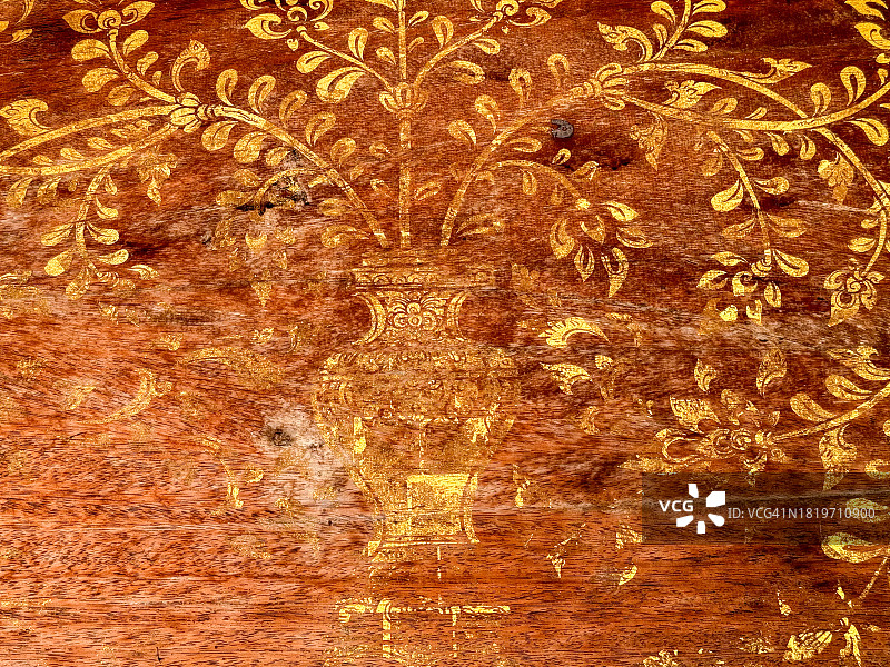 木制背景上的古代艺术绘画图片素材