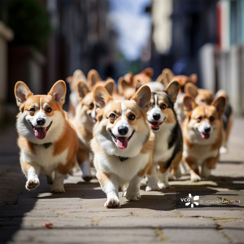 美国街头的狗狗肖像图片素材