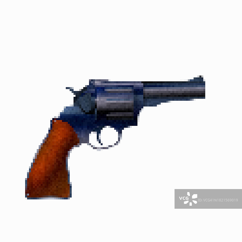 白色背景上的8位像素手枪矢量图标图片素材