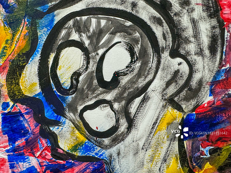 人类头骨水彩插画图片素材