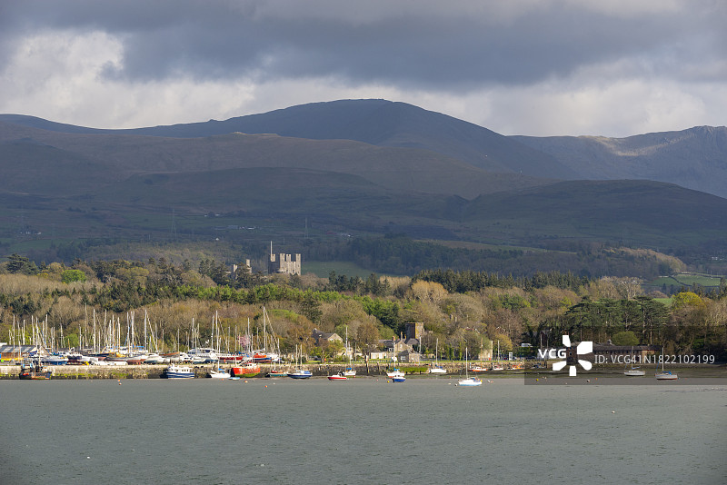 北威尔士格温内思海岸的班戈港图片素材