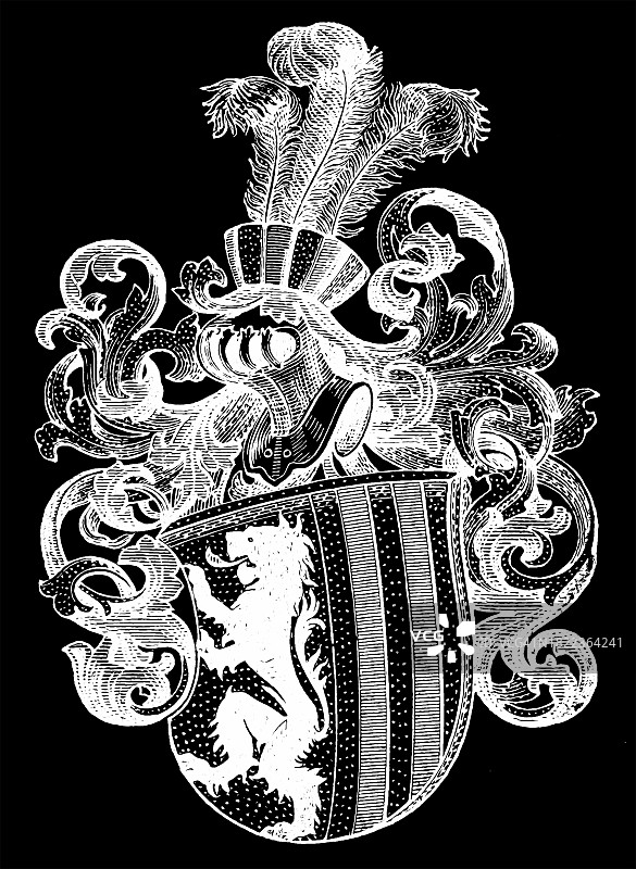 德国萨克森州莱比锡市徽章老式雕刻插图图片素材