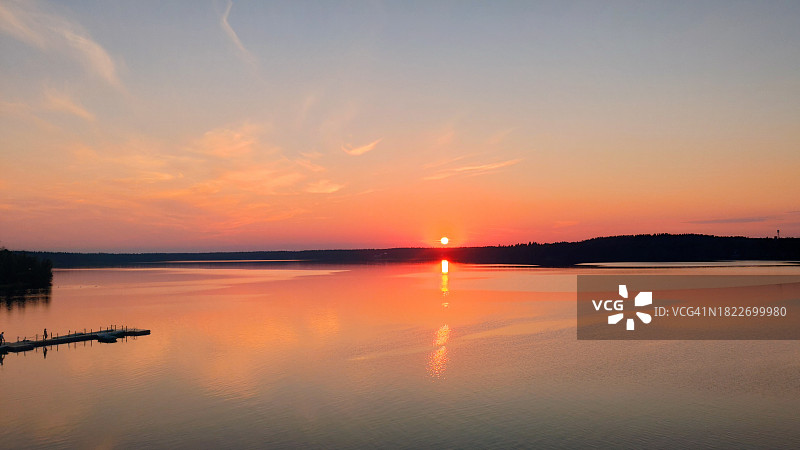 日落时湖对天空的风景图片素材