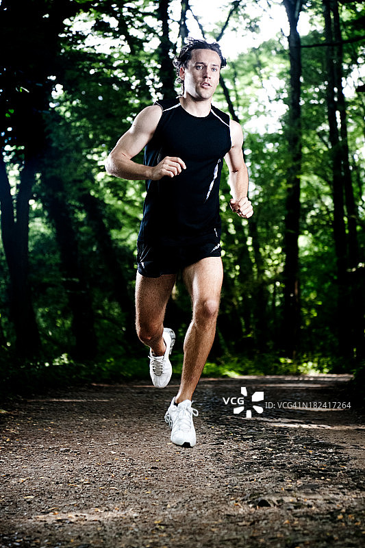 在树林里慢跑图片素材