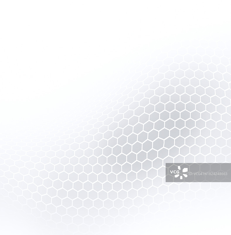 圆角白色六边形网格图案，浅灰背景图片素材
