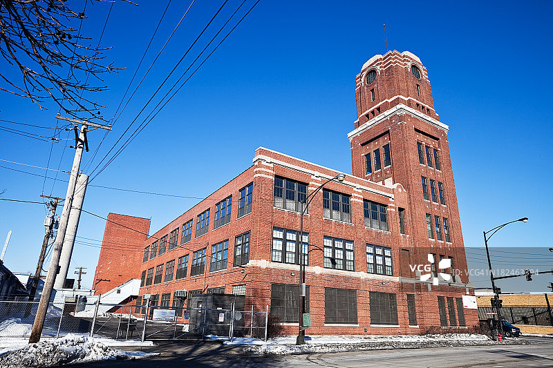 芝加哥西区的复古装饰艺术工厂大楼图片素材