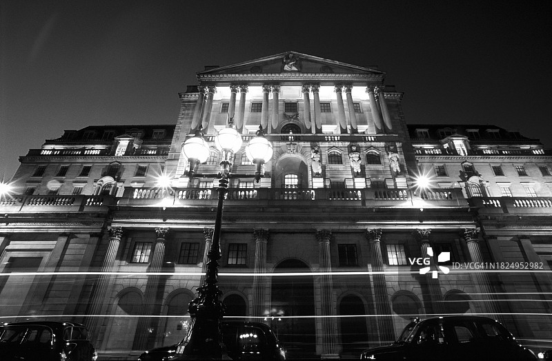 英格兰银行总部的黑白照片图片素材