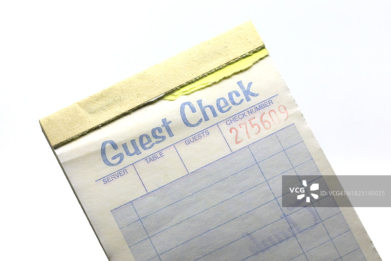 餐厅的宾客账单图片素材