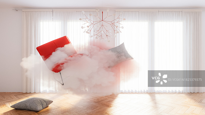 漂浮在薄雾中的扶手椅图片素材