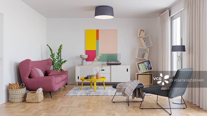 色彩缤纷的客厅图片素材