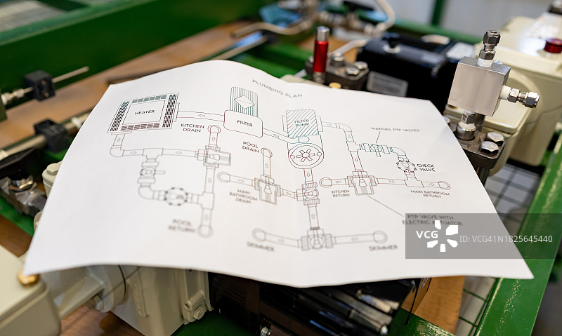 制造工厂中的水泵蓝图图片素材