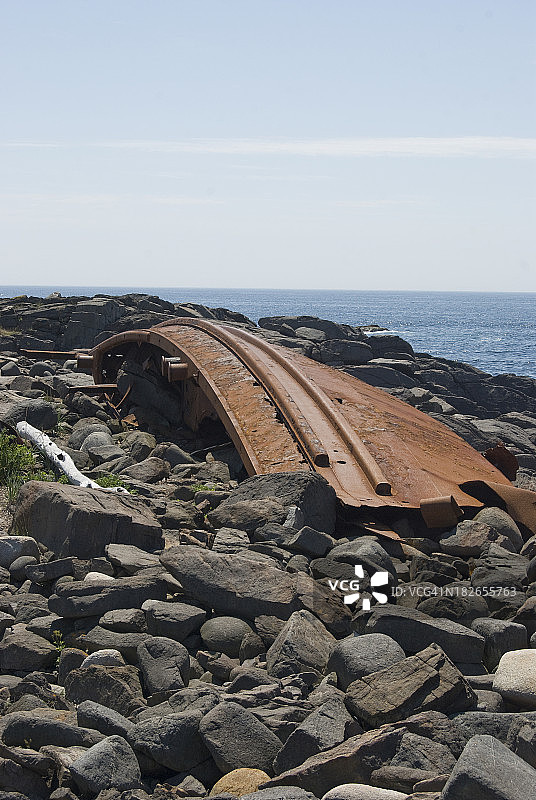 在莫尼根岛圣诞湾附近沉毁的船只残骸图片素材