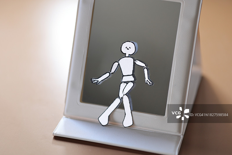 拍立得风格手工可动关节纸娃娃图片素材