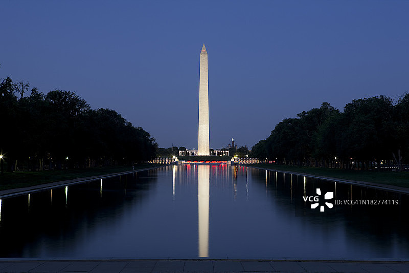 华盛顿纪念碑与倒影池图片素材