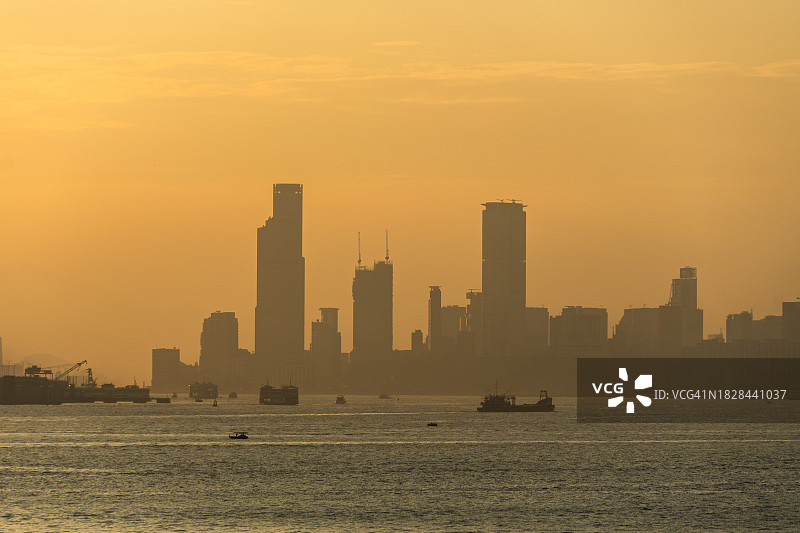 香港天际线的日落图片素材