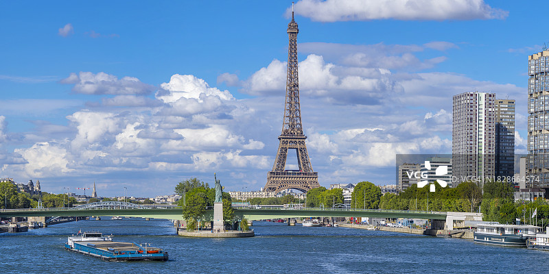 洛朗·吉罗杜/巴黎Beaugrenelle区，天鹅岛、自由女神像、格勒内尔桥和埃菲尔铁塔图片素材