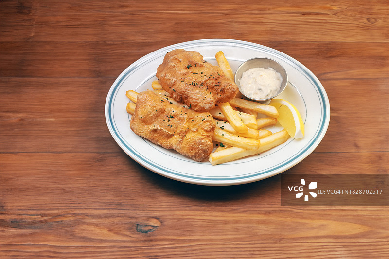 横滨美式餐厅的炸鱼薯条样品图片素材